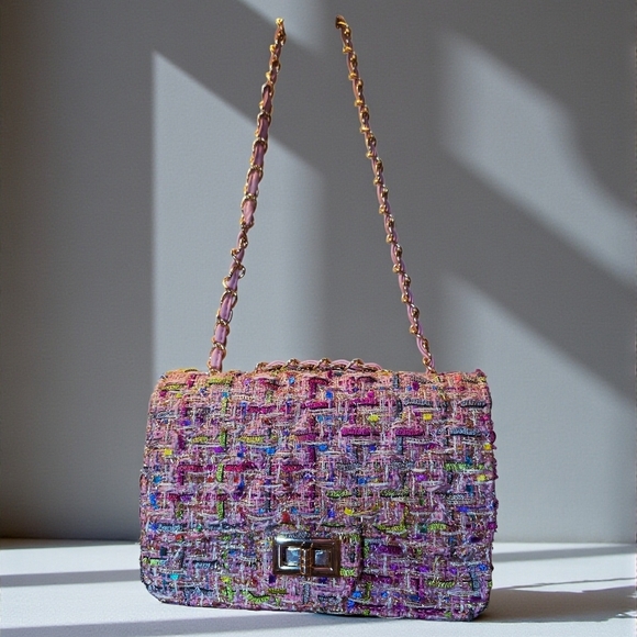 Source Unknown Handbags - Multicolor Tweed Shoulder Bag & "Surprise" Second Handbag Free!!